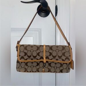Coach Tan and Brown Signature Shoulder Bag